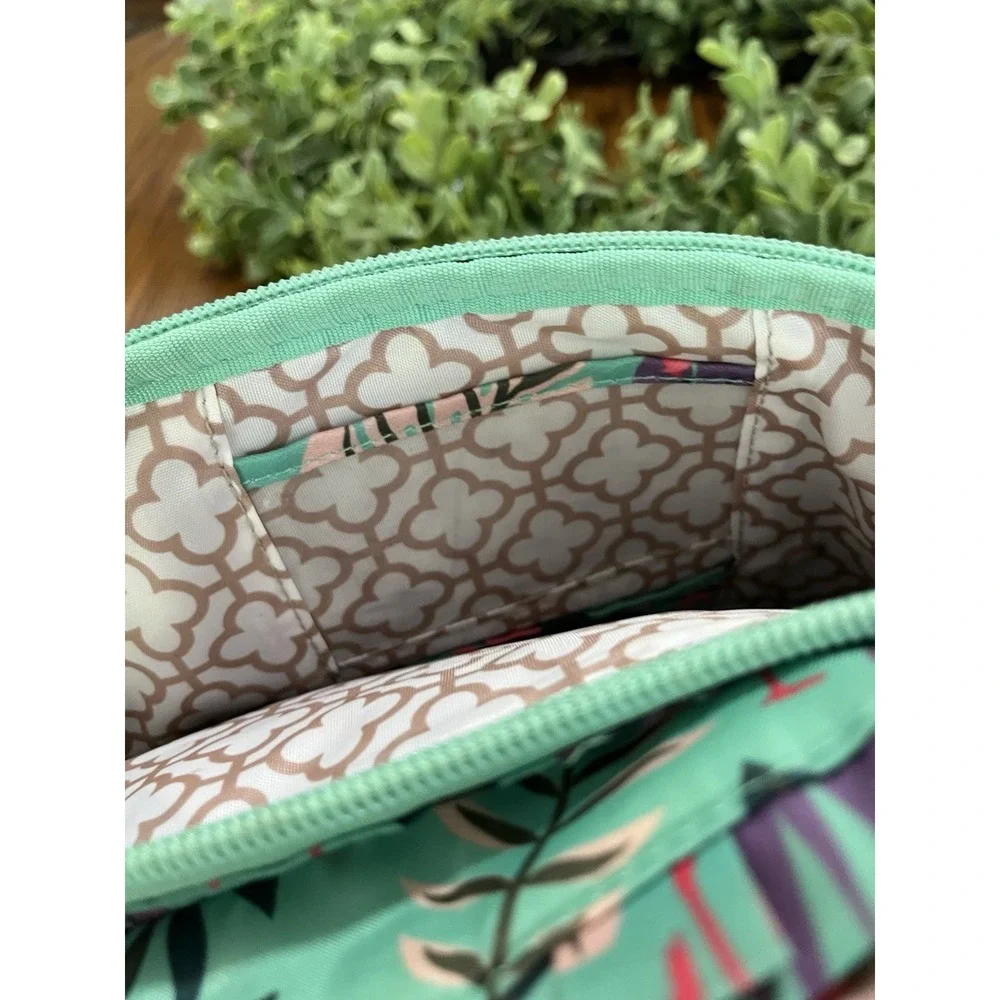 LUG PURSE BAG crossbody Straps AND Wallet SET Green Pink Flamingo Palm Tropical